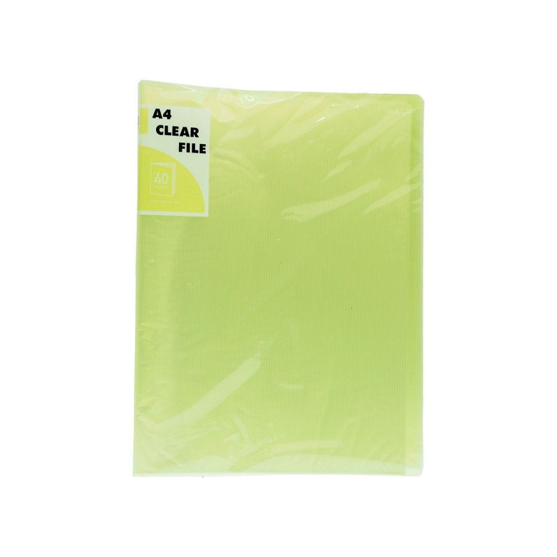 A4 Clear File 40 Pockets Transparent Green